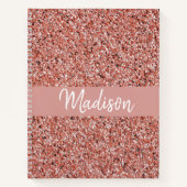 Girl Rose Gold Glitzer Sparkle Monogram Name Notizblock (Vorderseite)