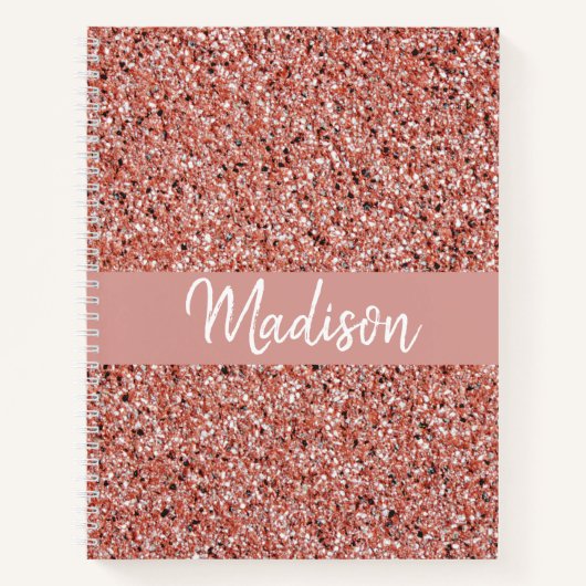 Girl Rose Gold Glitzer Sparkle Monogram Name Notizblock (Vorderseite)