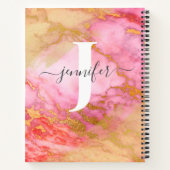 Girl Rose Gold Glitzer Sparkle Monogram Notebook Notizblock (Rückseite)