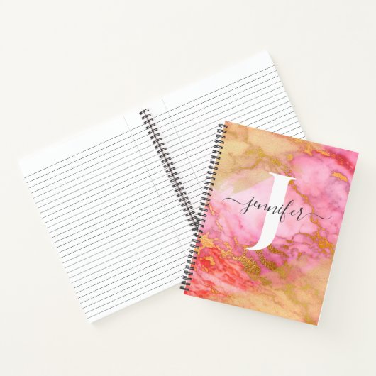 Girl Rose Gold Glitzer Sparkle Monogram Notebook Notizblock (Innenseite)