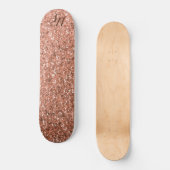 Girl Rose Gold Glitzer Sparkle Personalisiert Skateboard (Vorderseite)
