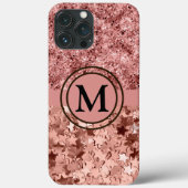 Girl Rose Gold Glitzer Stars Monogram Case-Mate iPhone Hülle (Rückseite)