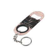 Girl Rose Gold Glitzer Tropfen Mit Monogramm Mini Flaschenöffner (Rückseite Schrägansicht)