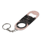 Girl Rose Gold Glitzer Tropfen Mit Monogramm Mini Flaschenöffner (Vorderseite Schrägansicht)