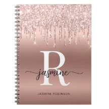 Girl Rose Gold Glitzer Tropfen Monogram Name Scrip