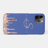 Girl-Rose-Gold-Glitzer-Tropfen, Monogramm Case-Mate iPhone Hülle (Rückseite (Horizontal))