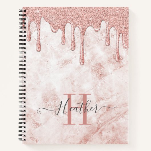 Girl Rose Gold Glitzer Tropfen Notebook Notizblock (Vorderseite)