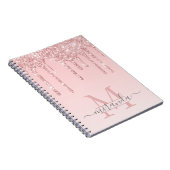 Girl Rose Gold Glitzer Tropfen Ombre Monogram Notizblock (Rechte Seite)
