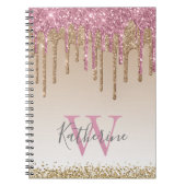 Girl Rose Gold Glitzer Tropfen Ombre Monogram Notizblock (Vorderseite)