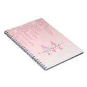 Girl Rose Gold Glitzer Tropfen Ombre Monogram Notizblock (Rechte Seite)