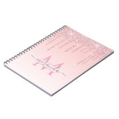 Girl Rose Gold Glitzer Tropfen Ombre Monogram Notizblock (Linke Seite)