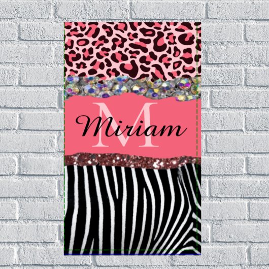 Girl Rose Gold Glitzer Tropfen Rosa Leopard Badhandtuch Set