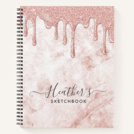 Girl Rose Gold Glitzer Tropfen Sketchbook Notizblock