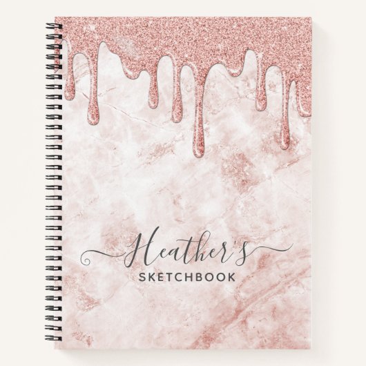Girl Rose Gold Glitzer Tropfen Sketchbook Notizblock (Vorderseite)