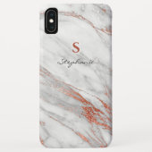 Girl Rose Gold Glitzer & White Monogram Case-Mate iPhone Hülle (Rückseite)