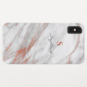 Girl Rose Gold Glitzer & White Monogram Case-Mate iPhone Hülle (Rückseite (Horizontal))