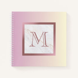 Girl Rose Gold Monogram Marble Pink Ombre Notizblock