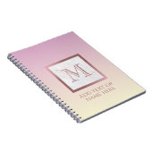 Girl Rose Gold Monogram Marble Pink Vanilla Ombre Notizblock (Rechte Seite)