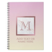 Girl Rose Gold Monogram Marble Pink Vanilla Ombre Notizblock (Vorderseite)