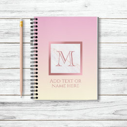Girl Rose Gold Monogram Marble Pink Vanilla Ombre Notizblock