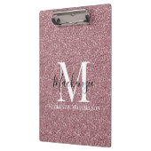 Girl Rose Gold Pink Glitzer Monogram Name Klemmbrett (Links)