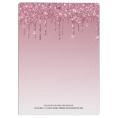 Girl Rose Gold Pink Glitzer Monogram Name Klemmbrett (Rückseite)
