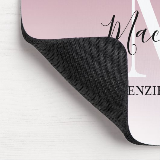 Girl Rose Gold Pink Glitzer Monogram Name Mousepad (Ecke)