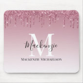 Girl Rose Gold Pink Glitzer Monogram Name Mousepad (Vorne)