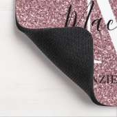 Girl Rose Gold Pink Glitzer Monogram Name Mousepad (Ecke)