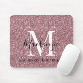 Girl Rose Gold Pink Glitzer Monogram Name Mousepad (Mit Mouse)