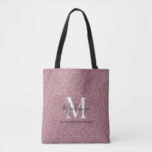 Girl Rose Gold Pink Glitzer Monogram Name Tasche