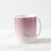 Girl Rose Gold Pink Glitzer Script Glitzern Kaffeetasse (VorderseiteRechts)