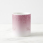 Girl Rose Gold Pink Glitzer Script Glitzern Kaffeetasse (Mittel)