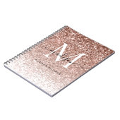 Girl Rose Gold Pink Glitzer Sparkle Monogramm Notizblock (Linke Seite)