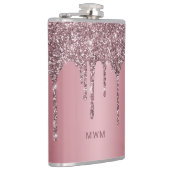 Girl Rose Gold Pink Glitzer Sparkle Tropfen Monogr Flachmann (Rechts)