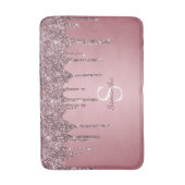 Girl Rose Gold Pink Glitzer Tropfen Sparkle Monogr Badematte (Vorderseite Vertikal)