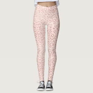 Girl Rose Gold Pink Trendy Leopard Cheetah Print Leggings