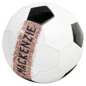 Girl-Rose Gold Rosa Funkelnd Monogramm-Name Fußball (Dreiviertel)