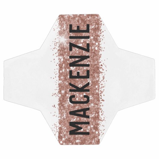 Girl-Rose Gold Rosa Funkelnd Monogramm-Name Fußball (Flach)