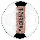 Girl-Rose Gold Rosa Funkelnd Monogramm-Name Fußball (Vorderseite)