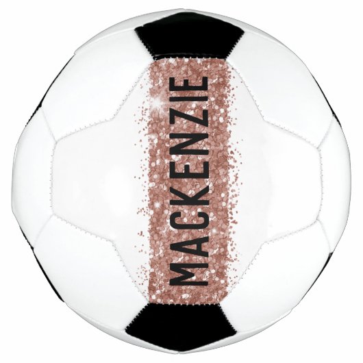Girl-Rose Gold Rosa Funkelnd Monogramm-Name Fußball (Vorderseite)
