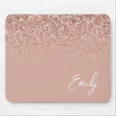 Girl Rose Gold - Rosa Glitzer Monogramm Mous Mousepad (Vorne)