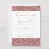 Girl Rose Gold Rosa Glitzer Sparkle Einladung (Vorderseite)