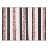 Girl Rose Gold Rosa Schwarzer Glitzer Streifen Mus Tischdecke (Vorderseite (Horizontal))