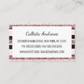 Girl Rose Gold Rosa Schwarzer Glitzer Streifen Mus Visitenkarte (Rückseite)