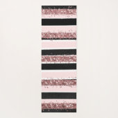 Girl Rose Gold Rosa Schwarzer Glitzer Streifen Mus Yogamatte (Rückseite)