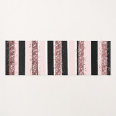 Girl Rose Gold Rosa Schwarzer Glitzer Streifen Mus Yogamatte (Vorderseite (Horizontal))