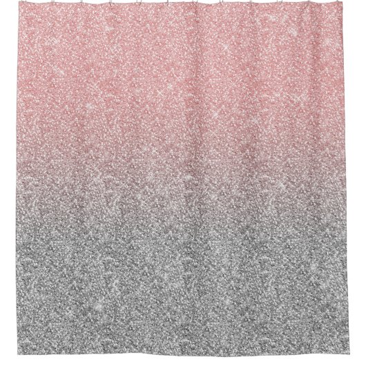 Girl Rose Gold Silver Glitzer Ombre Design Duschvorhang (Vorderseite)