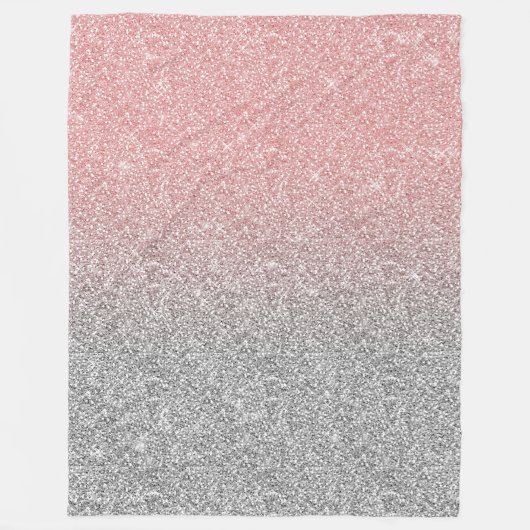 Girl Rose Gold Silver Glitzer Ombre Design Fleecedecke (Vorderseite)