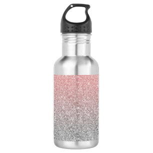 Girl Rose Gold & Silver Ombre Glitzer Design Edelstahlflasche
